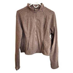 NWT Yogalicious Lux Camel Color Cropped Stand Up Collar Zip Jacket Size XL